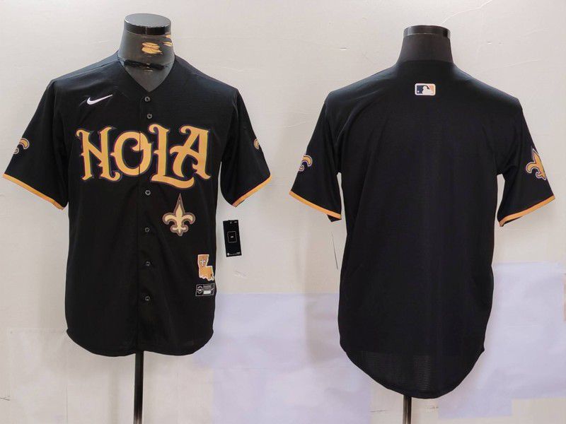 Men New Orleans Saints Blank Black Joint Name 2024 Nike Limited NFL Jersey style 2